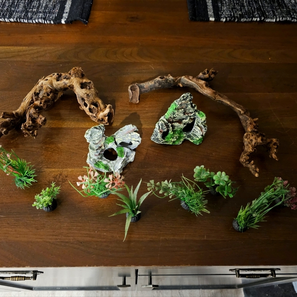 Fish tank accessories and decorations plants drift wood